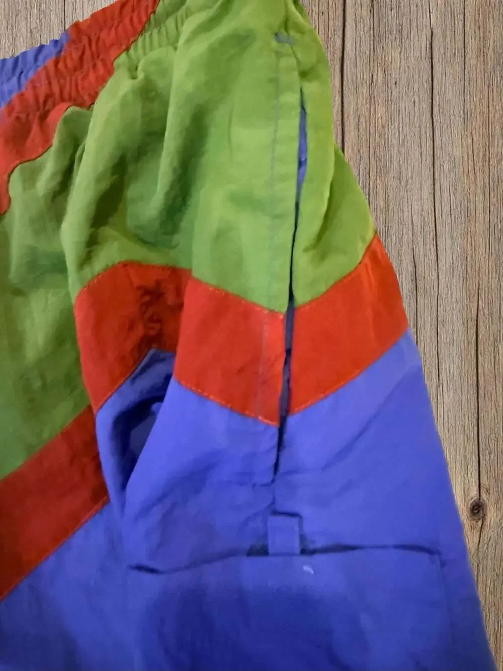Vintage 90s Retro Rise Colorblock Swim Trunks